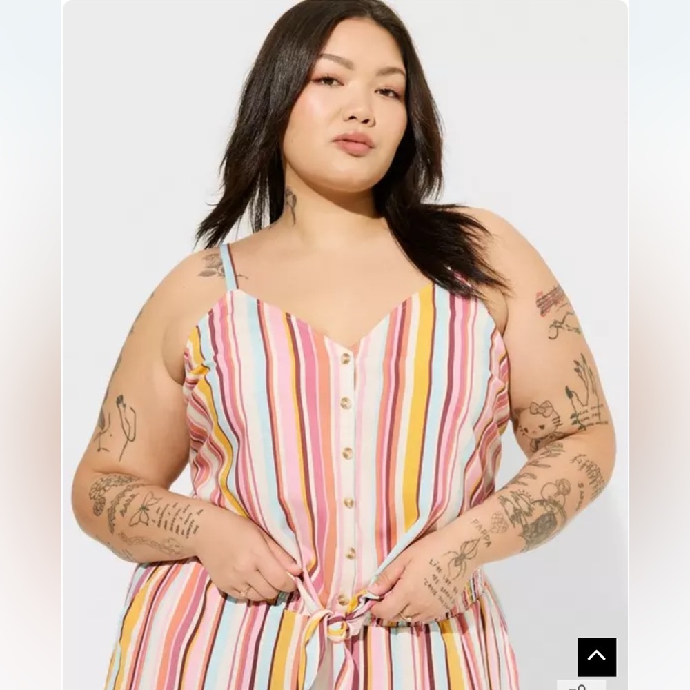 Torrid Challis Button Down Tie Front Crop